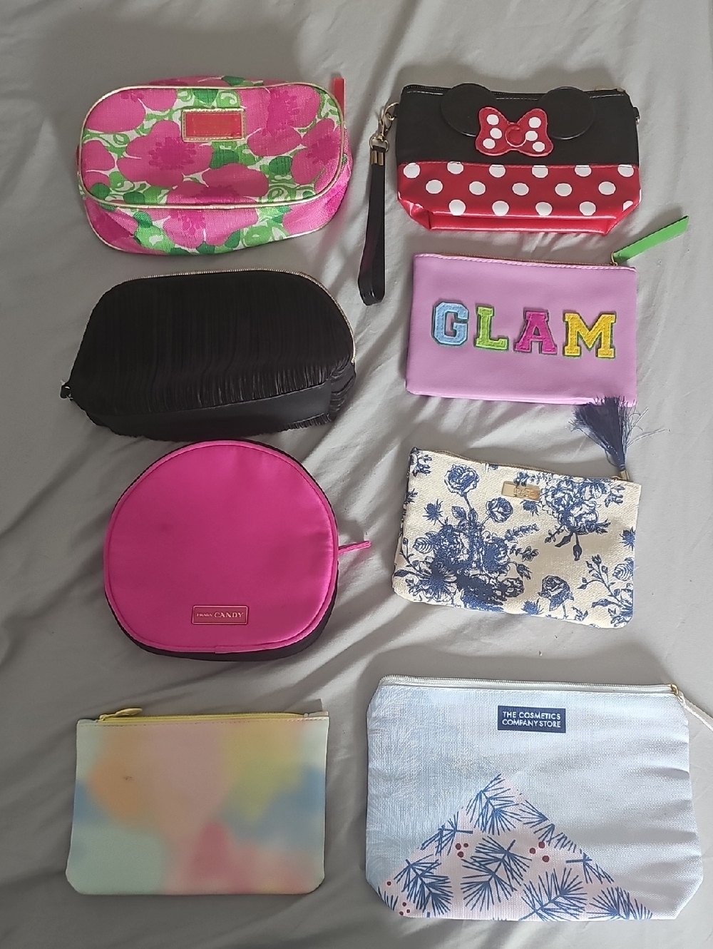 Lot of 8 Cosmetic Bags Makeup Bags Travel Pouches Mixed Brands Cute Bundle